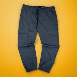 Akademiks Cargo Jogger Pants Mens 2XL Y2K Streetwear Utility Gray Baggy